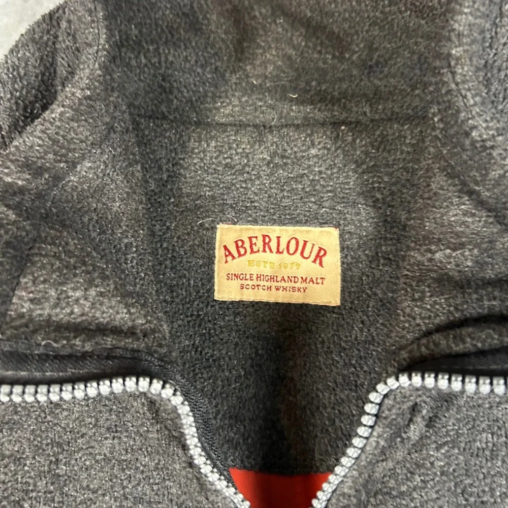 Aberlour Scotch Whisky Fleece Vest Mens XL Charcoal Grey Full Zip Red Lining